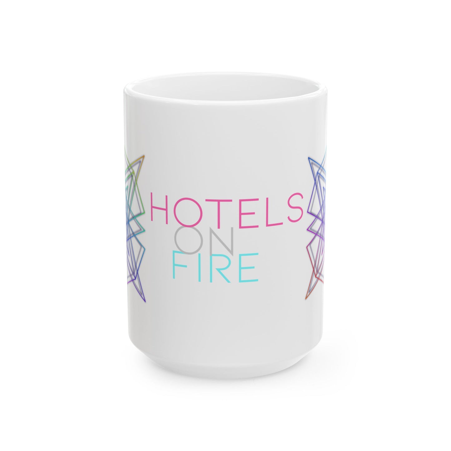 Colorful Geometric Ceramic Mug - "Hotels on Fire" - 11oz & 15oz