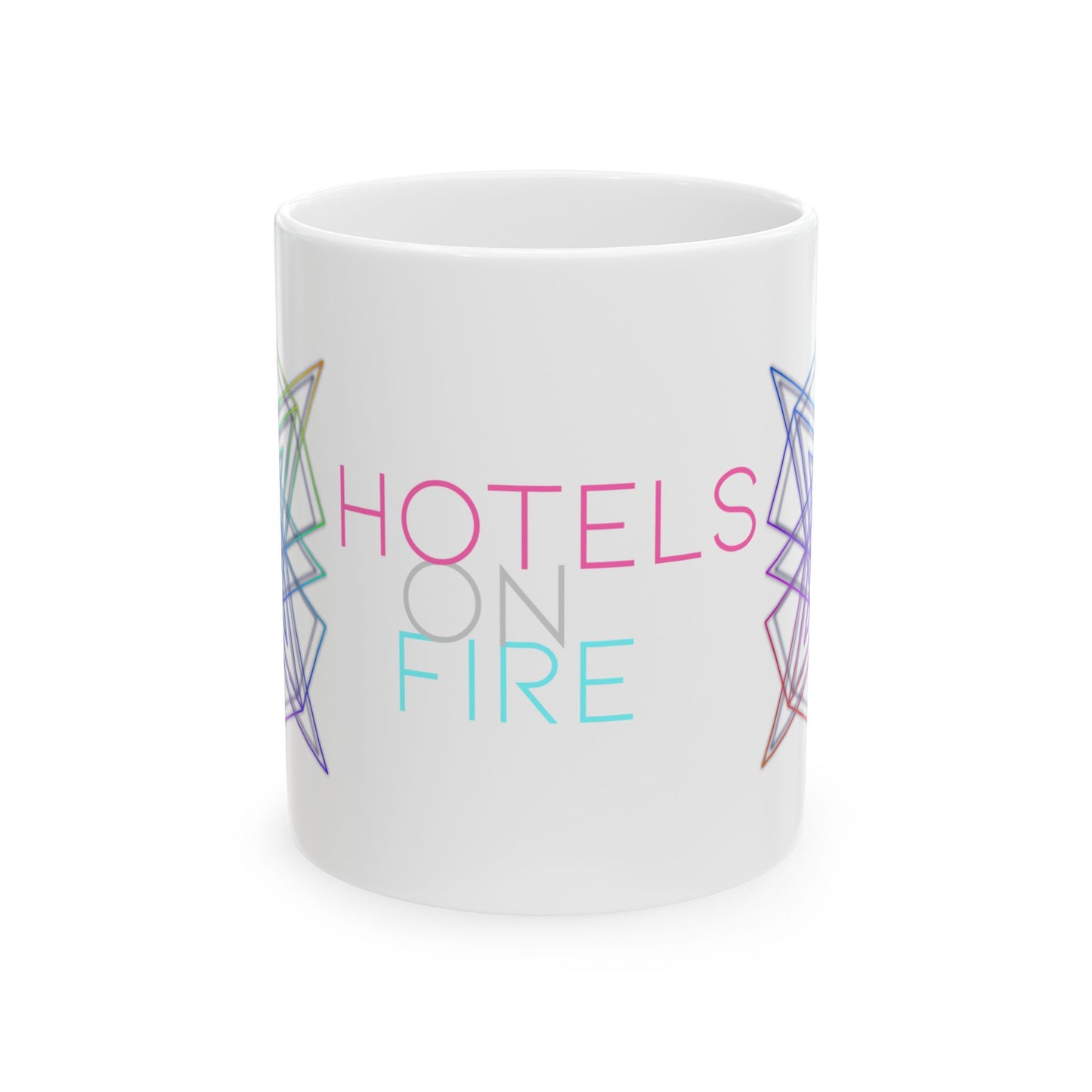 Colorful Geometric Ceramic Mug - "Hotels on Fire" - 11oz & 15oz