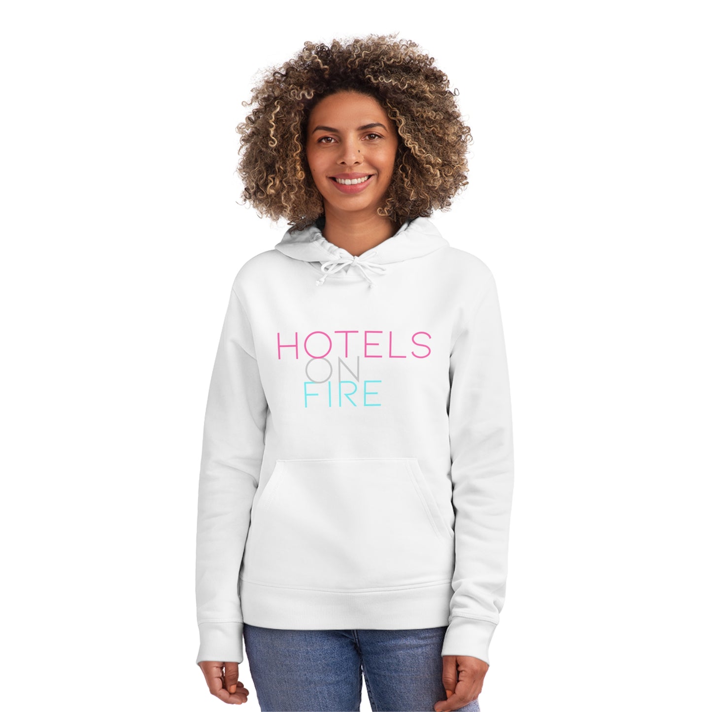 Unisex Drummer Hoodie - 'Hotels on Fire' Graphic with Colorful Mandala Design