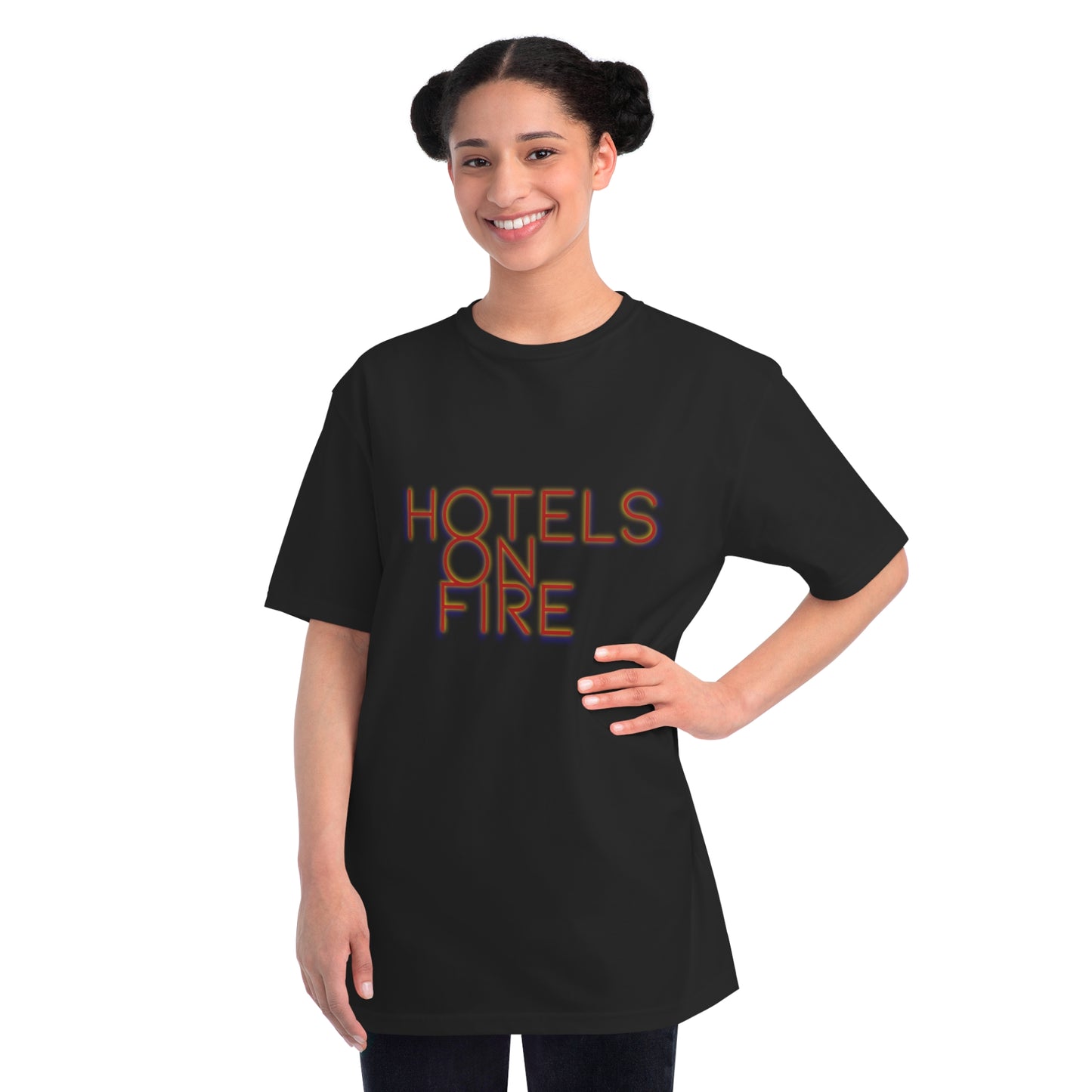 'Hotels on Fire' Organic Unisex Classic T-Shirt – Trendy Graphic Tee for Casual Wear